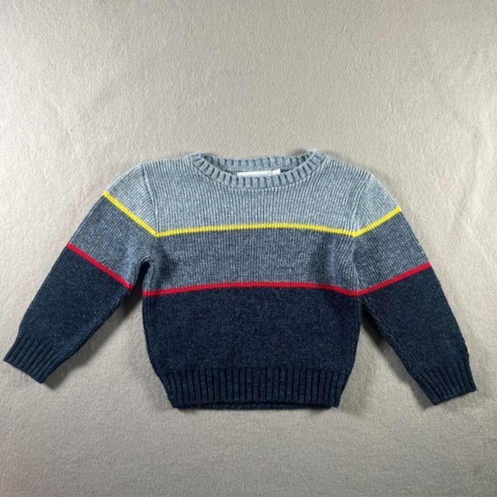 Vintage OshKosh B'gosh Sweater Boys Size 5 Blue Red Striped Acrylic Outdoor Y2K